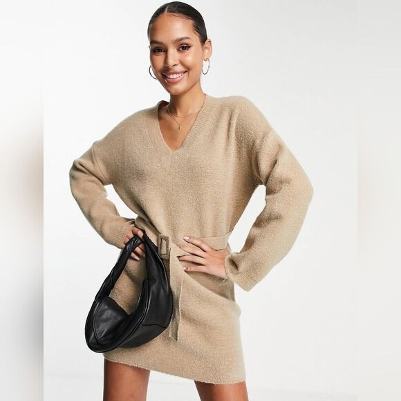 ASOS Tan Sweater Mini Dress - Picture 1 of 7
